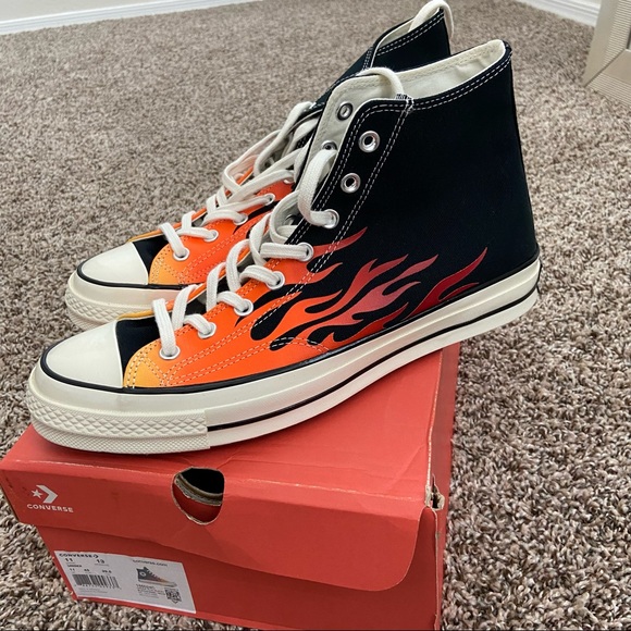 SOLD NEW black flame high top converse - Picture 3 of 8